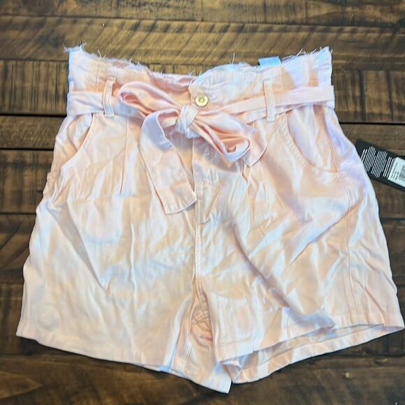 Hudson High Rise Paperbag Linen Blend Shorts in Pearl Blush New Size 32 - Picture 4 of 8